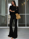 Skew Collar Flare Pants Set