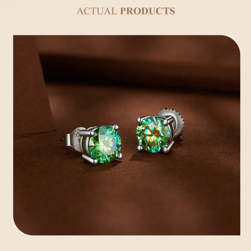 Four-Prong Moissanite Screw-Back Stud Earrings