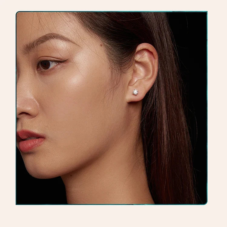 Four-Prong Moissanite Screw-Back Stud Earrings